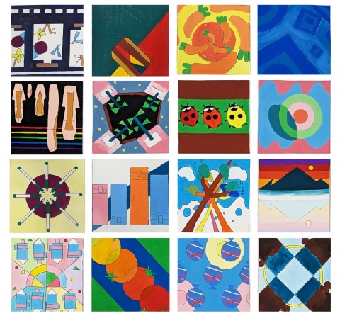 桑田中学校様の美術授業作品の講評を行いました